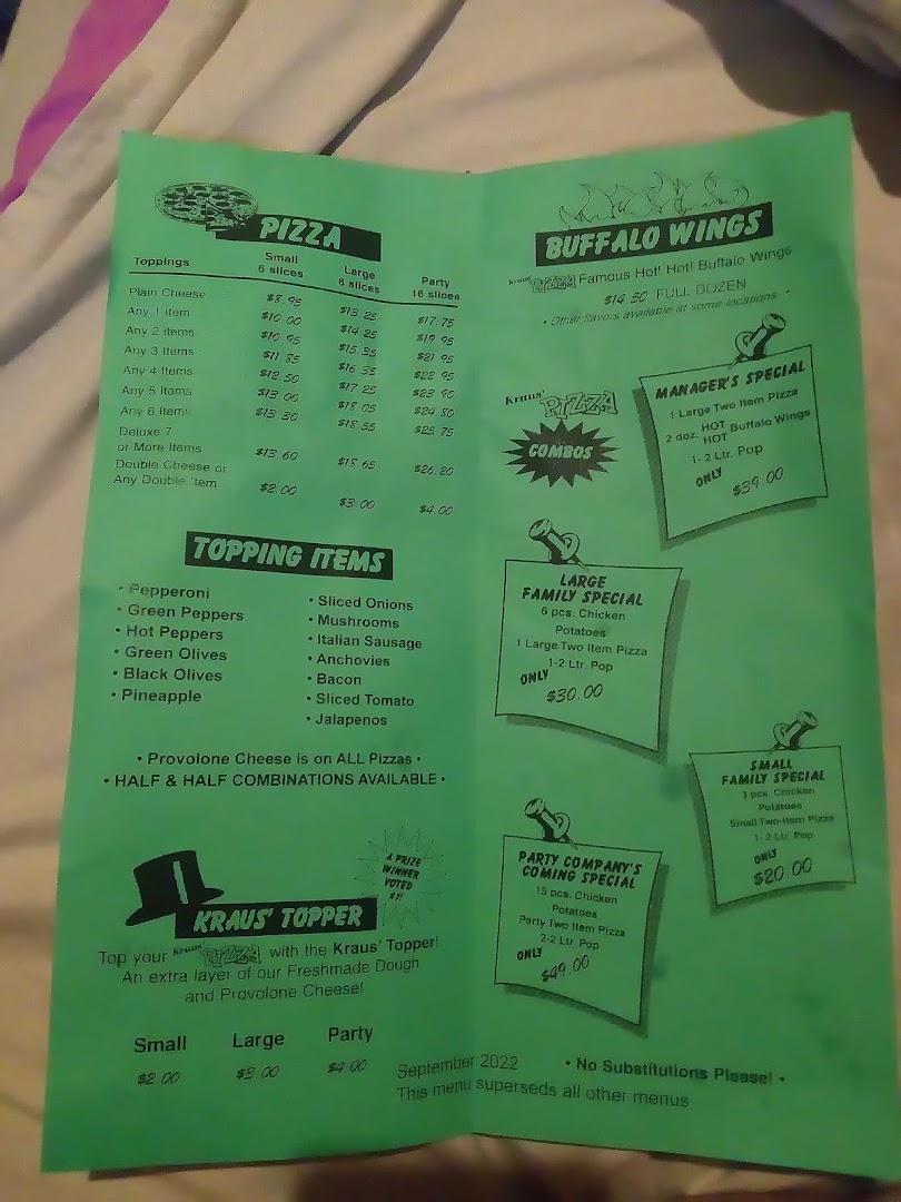 Kraus' Pizza Amherst Menu image 4